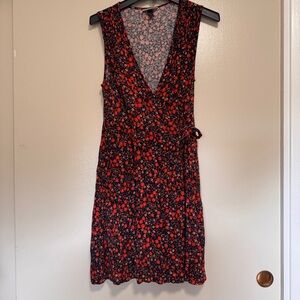 Universal Thread Floral Wrap Dress - Red and Black